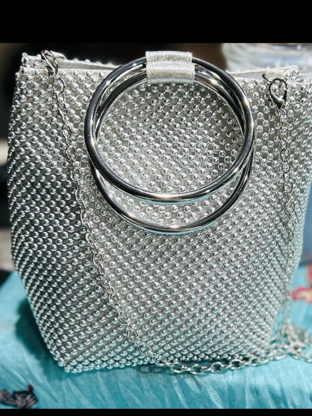 Bling Flashy Mesh Evening Bag - Sparkly Crystal Clutch Handbag Formal Event